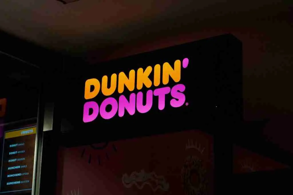 Dunkin Donuts in red and black love me neon light signage