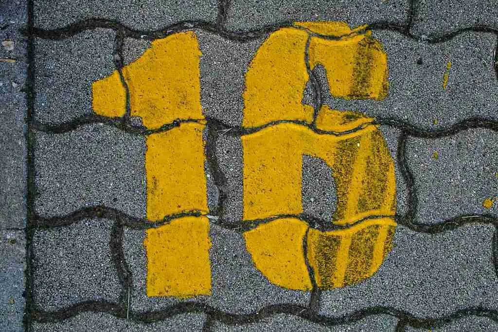 number 16 written on wall.