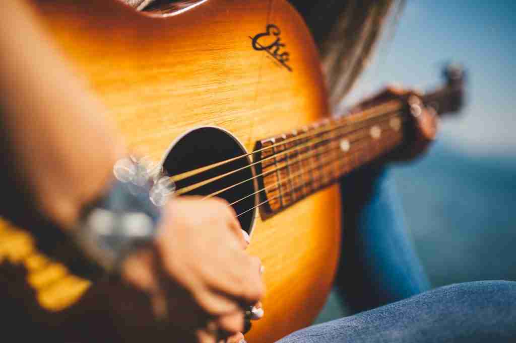guitar, music, female