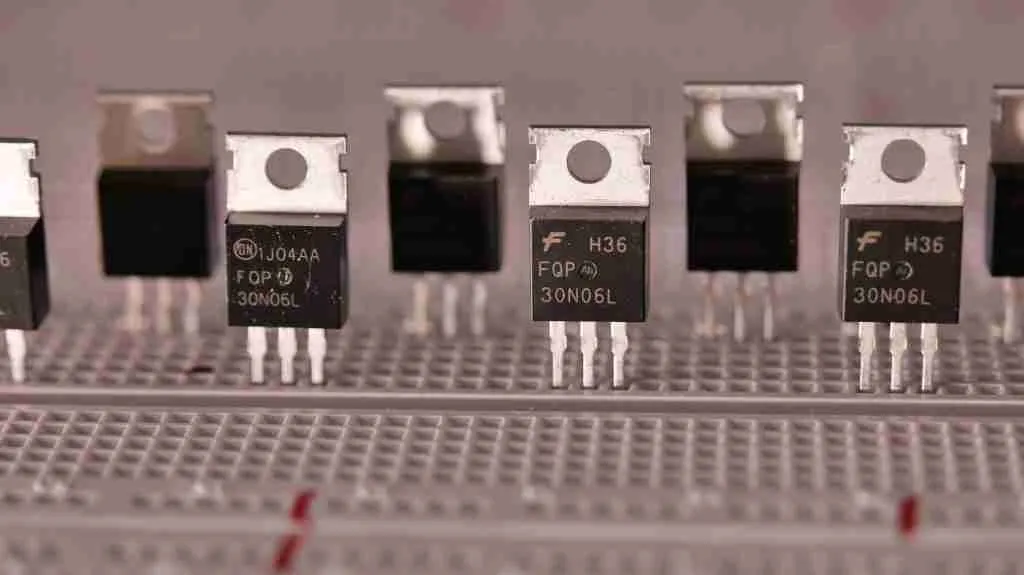 a group of black and white transistors