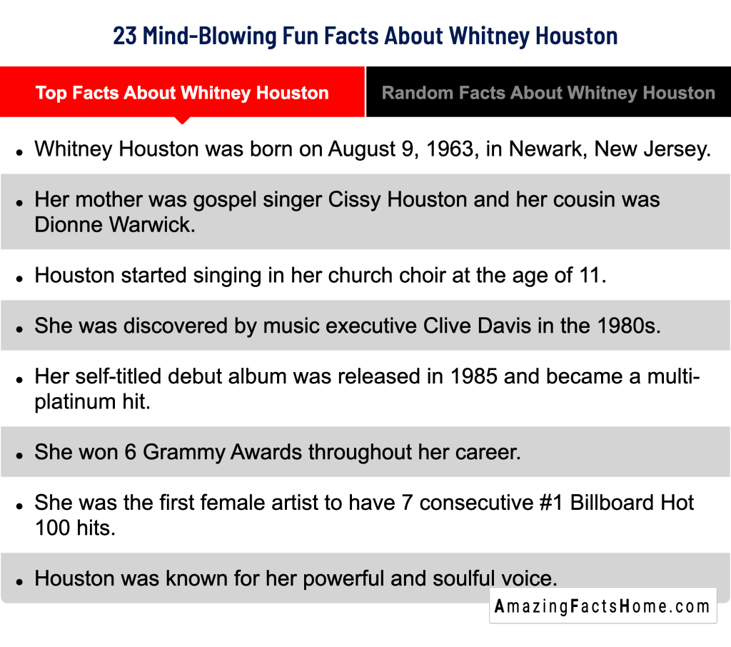 23 Mind-Blowing Fun Facts About Whitney Houston - Top Facts About Whitney Houston