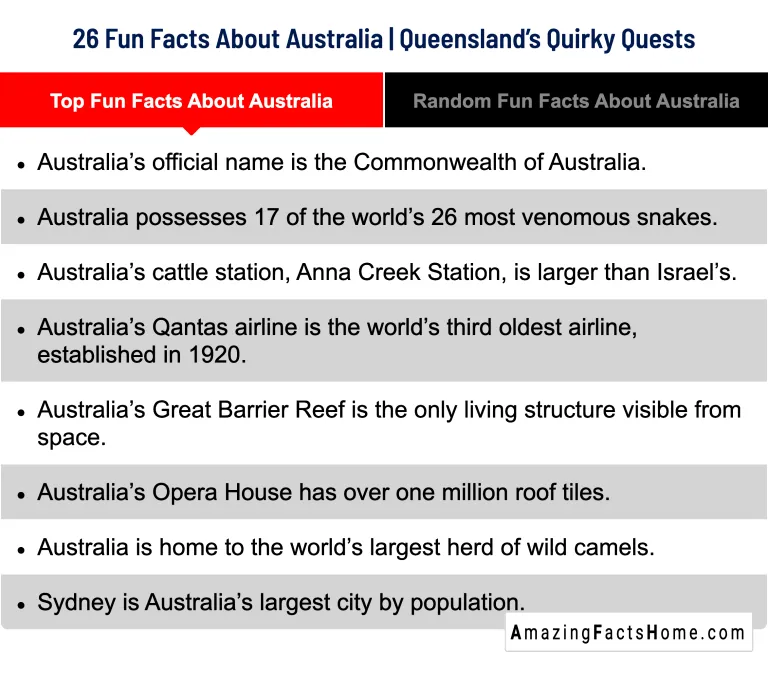 26 Fun Facts About Australia | Queensland’s Quirky Quests - Top Fun Facts About Australia