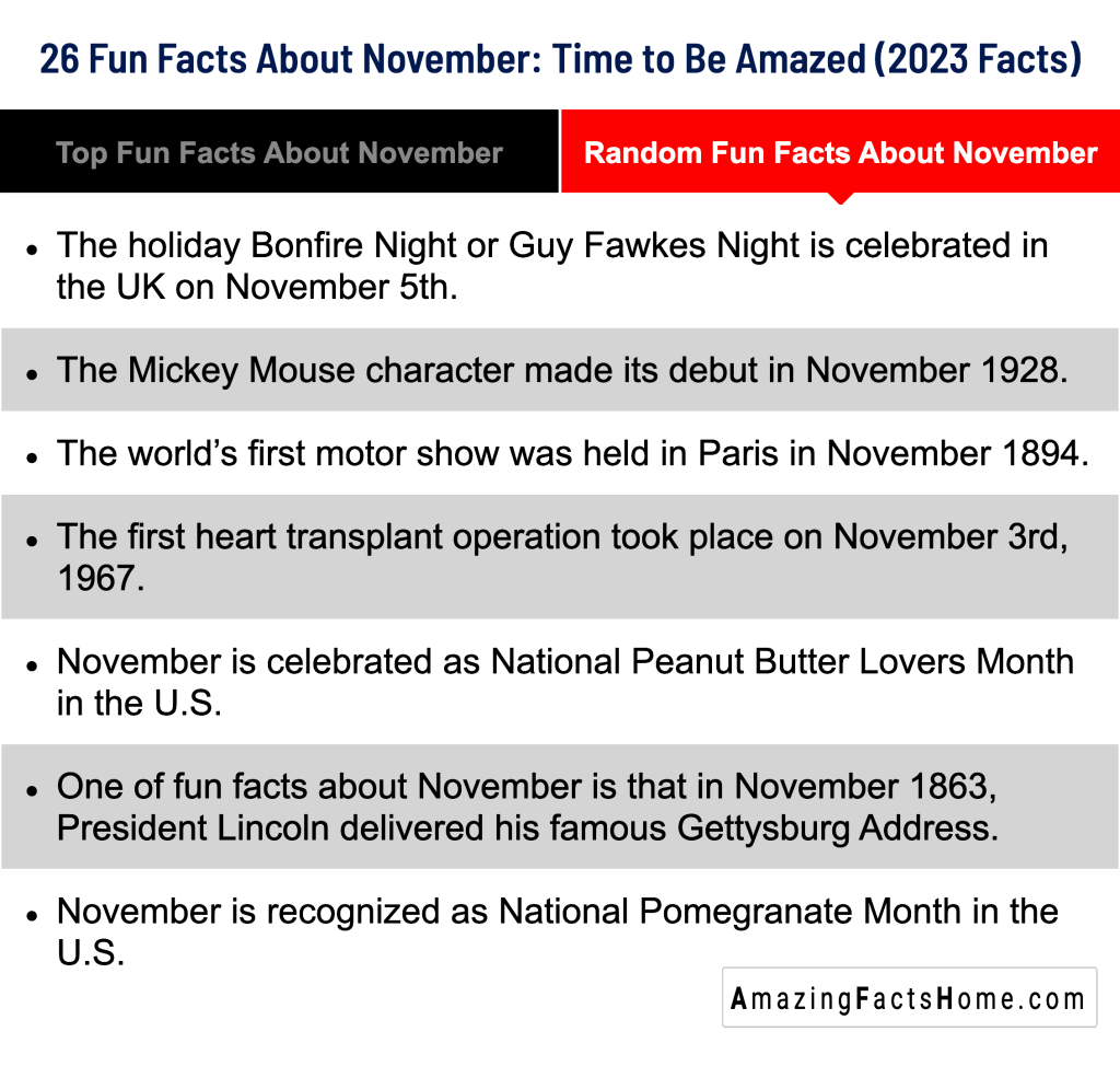 26 Fun Facts About November: Time to Be Amazed (2023 Facts) - Random Fun Facts About November
