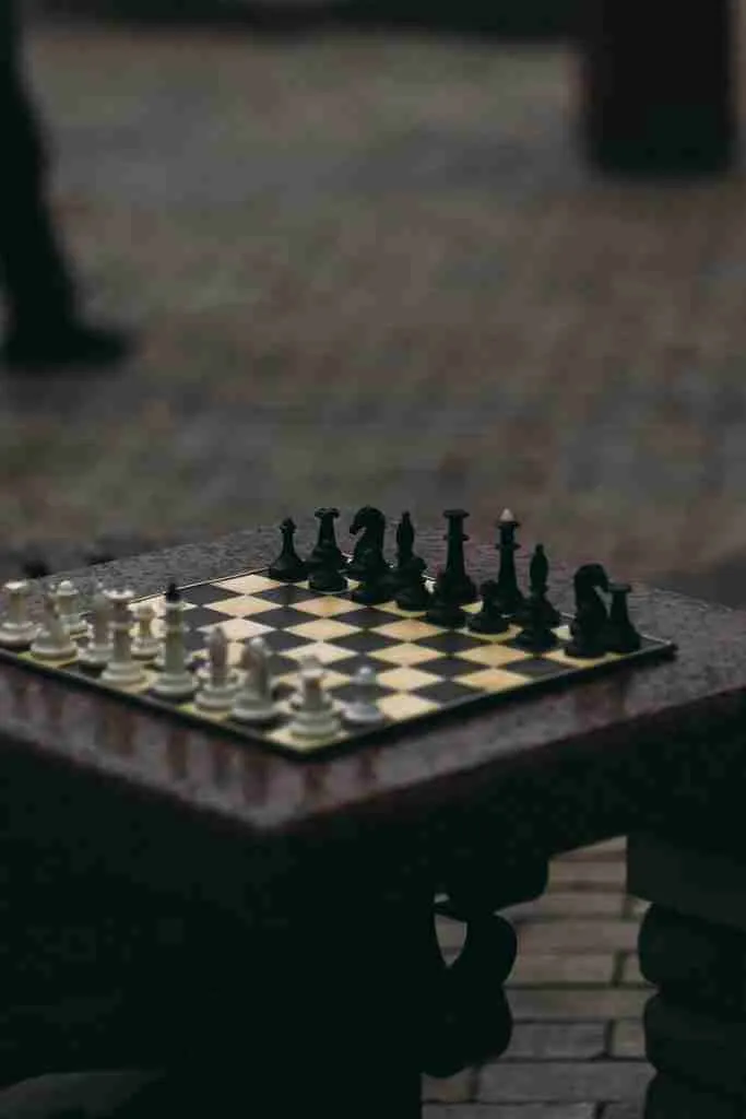 black and white chess piece on brown wooden chess board