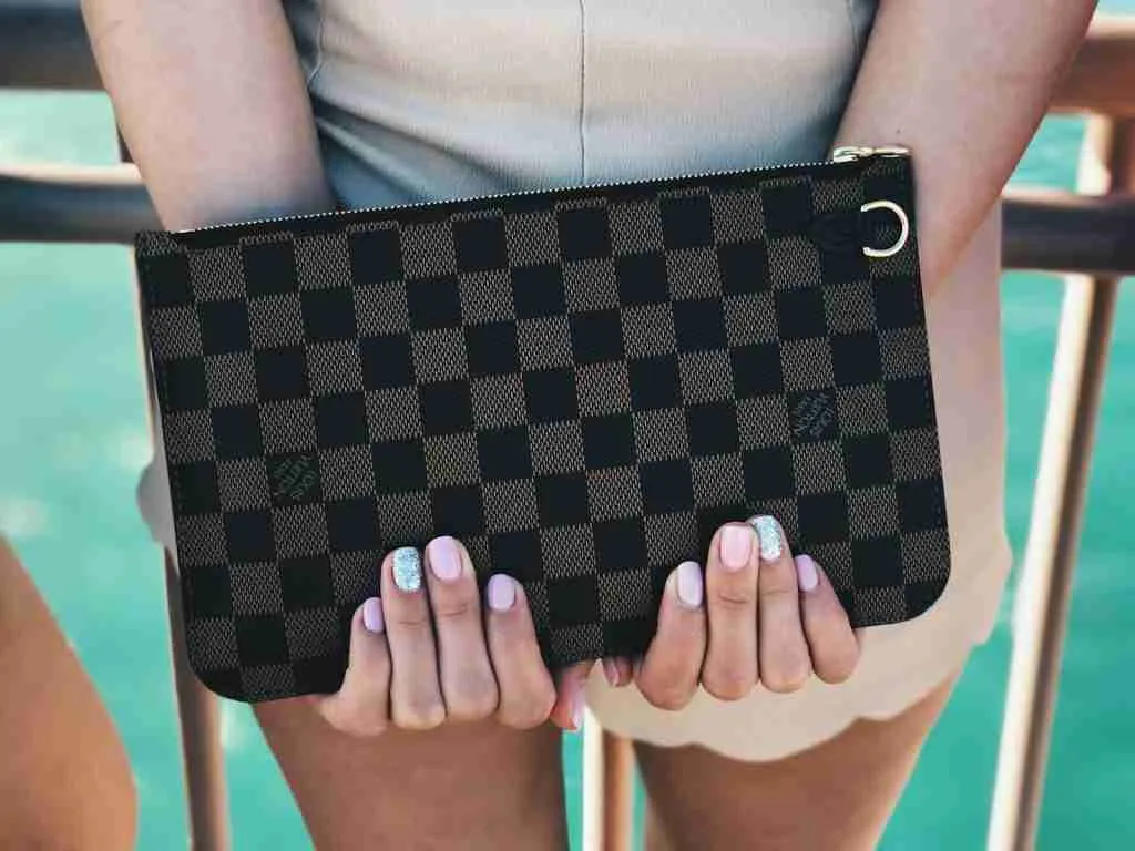 22 Fun Facts About Louis Vuitton That Will Intrigue You 4 Person holding a Damier Graphite Louis Vuitton bag, showcasing one of the fun facts about Louis Vuitton's iconic design evolution.