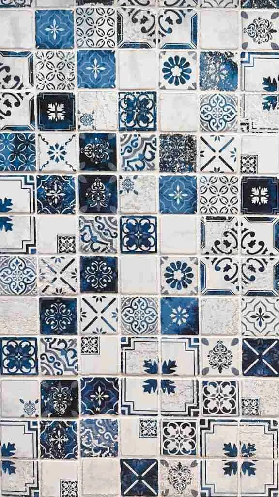 white and blue checkered tiles