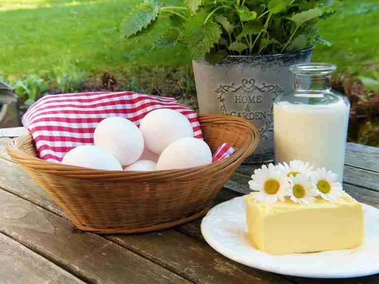 eggs, milk, butter