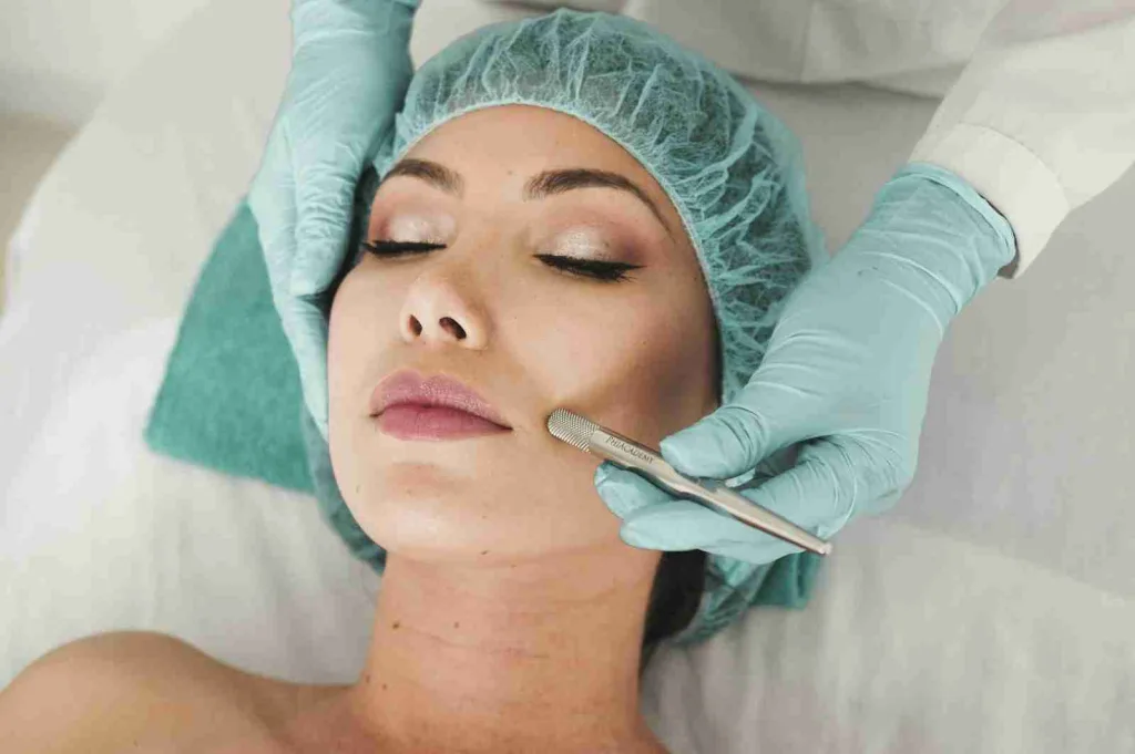25 Fun Facts About The Color Red/ Red Alert 3 woman doing liposuction on her face